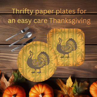 Tropical Turkey Thanksgiving Bamboo  Paper Plate