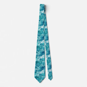 Tropical Turquoise and Aqua Watercolor Sea Spray Tie