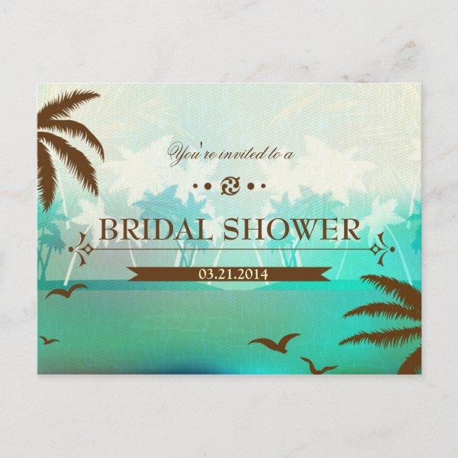 Tropical Turquoise Beach Bridal Shower Invite (Front)