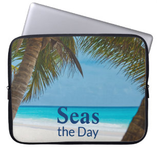 Tropical turquoise beach scene Seas the Day Laptop Sleeve