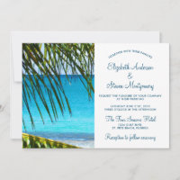 Tropical Turquoise Beach Wedding with Palm Fronds
