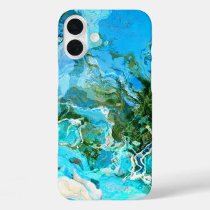 Tropical Turquoise Ocean Blue & Seaweed Green iPhone 16 Plus Case