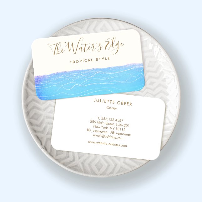 Tropical Turquoise Ocean  Waves  Business Card (Creator Uploaded)