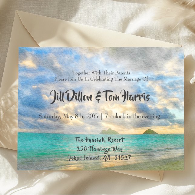 Tropical Turquoise Paradise Wedding Invitation (Creator Uploaded)