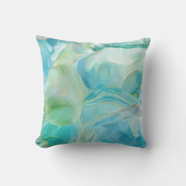 Tropical Turquoise Watercolor Beach  Cushion (Front)