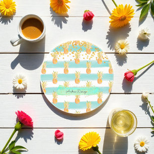 Tropical Turquoise Yellow Beach  Coaster