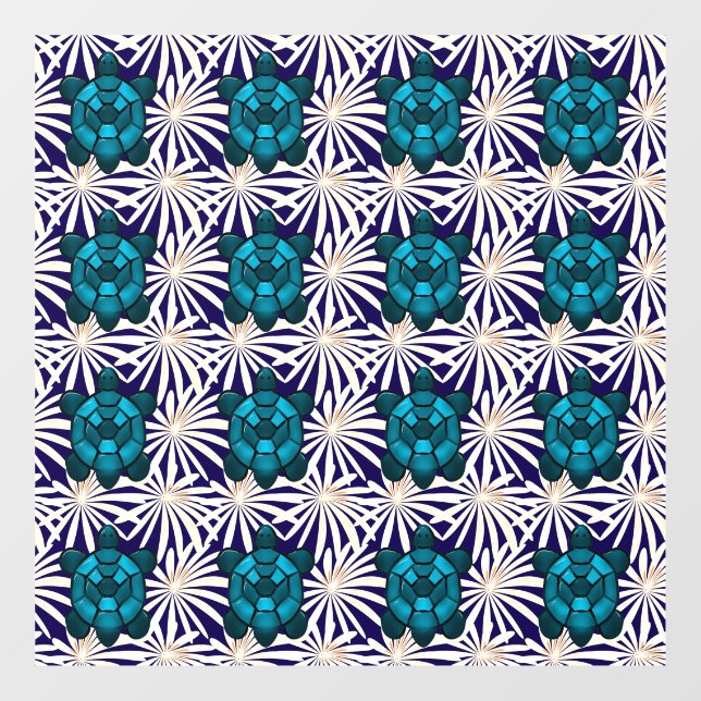Tropical Turtle Floral Pattern Seamless Sea Turtle (Sheet)