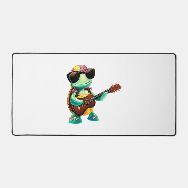 Tropical turtle with guitar desk mat (Front)