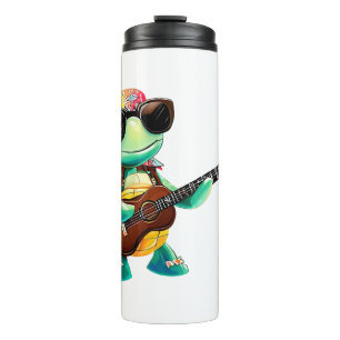 Tropical turtle with guitar thermal tumbler