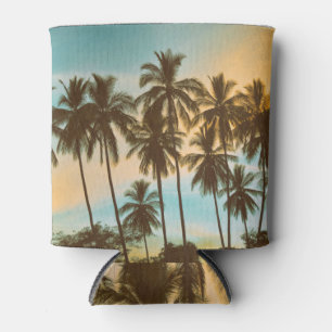 Tropical Twilight: Coconut Palm Silhouette Can Cooler