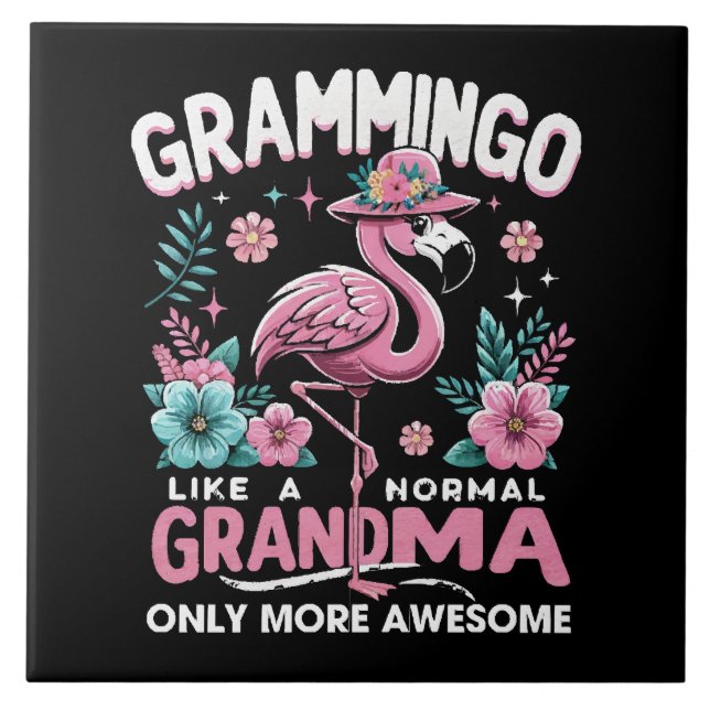 Tropical Twilight Flamingo Ceramic Tile (Front)