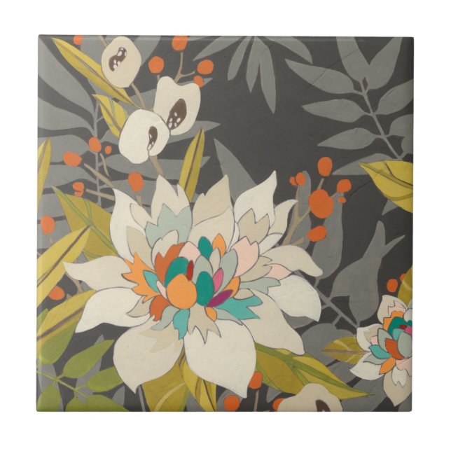Tropical Twilight Flowers Ceramic Tile (Front)