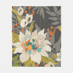 Tropical Twilight Flowers Fleece Blanket