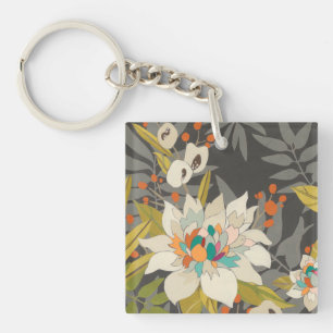 Tropical Twilight Flowers Key Ring