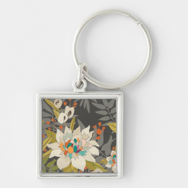 Tropical Twilight Flowers Key Ring (Front)