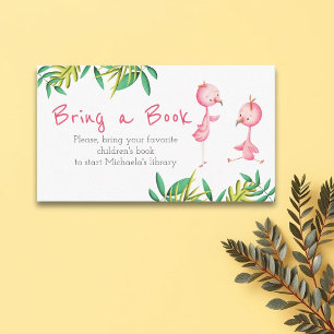 Tropical Twin Baby Shower Flamingo Bring a Book Enclosure Card