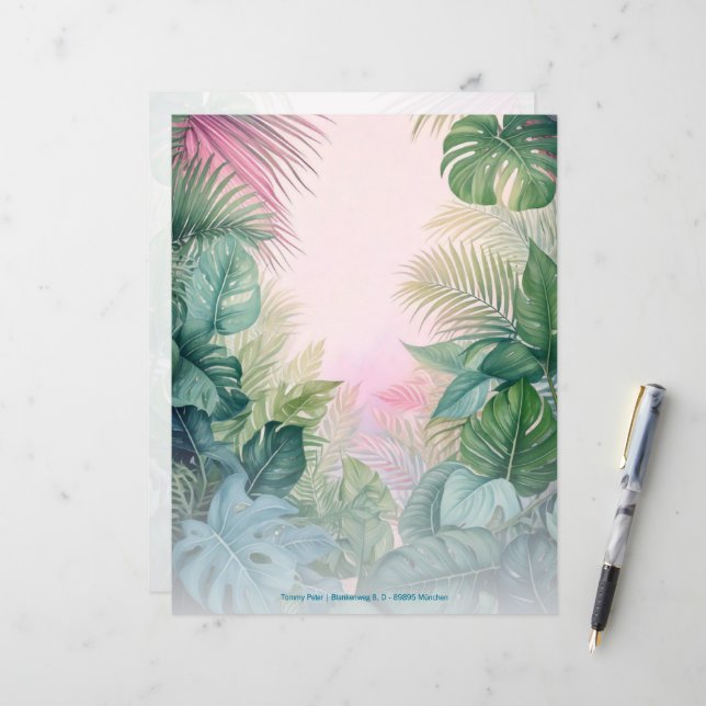 Tropical – Two-Sided Fancy Stationery (Front/Back In Situ)