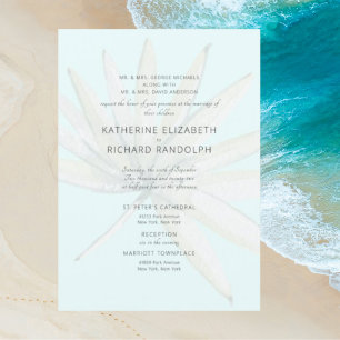 Tropical Two Venues Ice Blue Both Parents Wedding Invitation