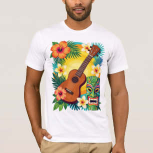 Tropical Ukulele Tiki Luau Party Vibes T-Shirt