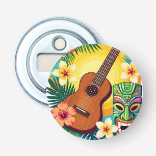Tropical Ukulele Tiki Luau Party Vibes T-Shirt Bottle Opener