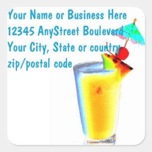 Tropical Umbrella Cocktails Square Sticker