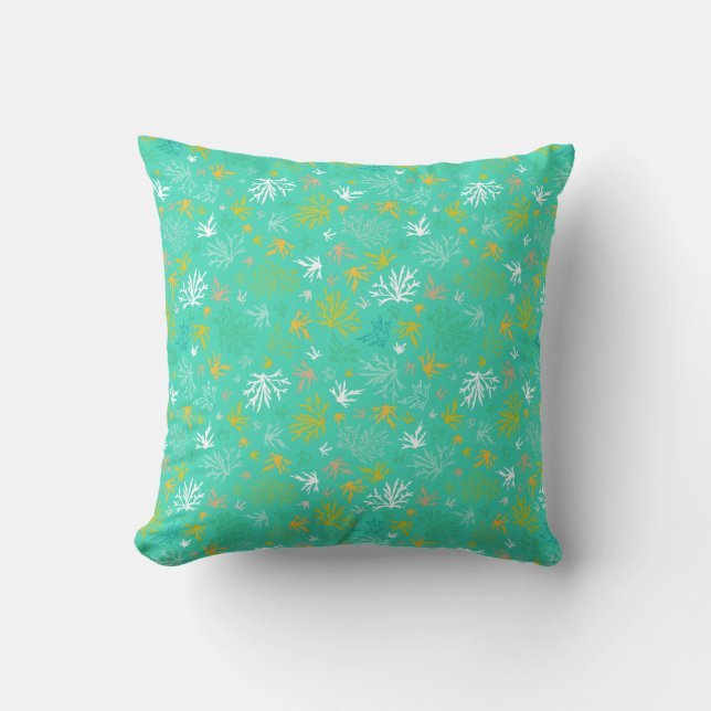 Tropical Underwater Coral Reefscape Cushion (Front)
