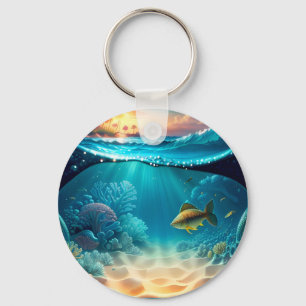 Tropical Underwater Landscape Key Ring