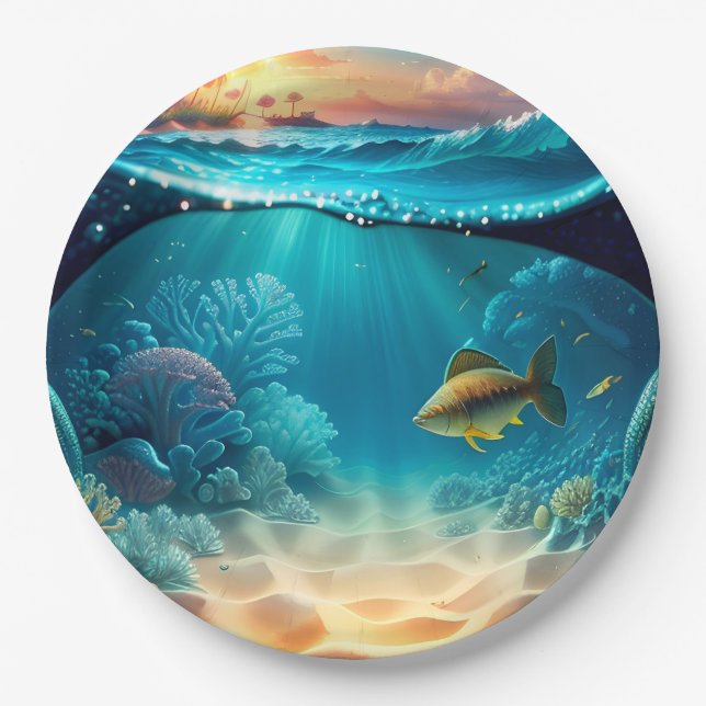 Tropical Underwater Landscape Paper Plate (Front)