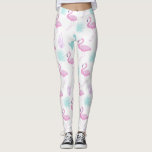 Tropical Vacation Leggings<br><div class="desc">Gentle colour scheme on a tropical seamless pattern with flamingos and cactus in light blue and pink</div>