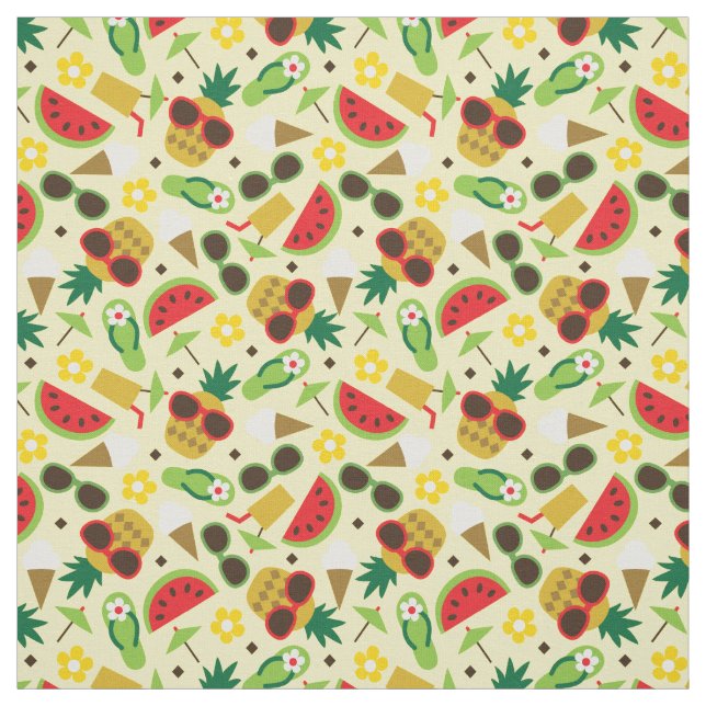 Tropical Vacation Seamless Pattern Fabric (Swatch)