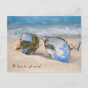 tropical vacation travel sunglasses reflection postcard