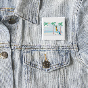 Tropical Vacation Traveller Fun Beach Travel 15 Cm Square Badge