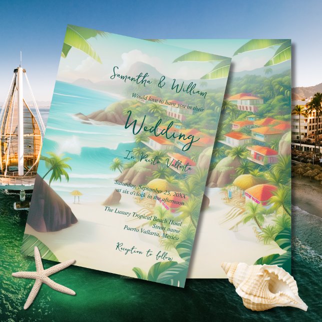 Tropical Vallarta Mexican Wedding Destination Invitation (Creator Uploaded)