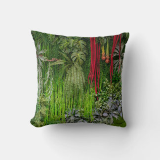 Tropical Vertical Garden Moss and Leaves Pattern Cushion