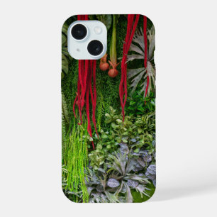 Tropical Vertical Garden Moss and Leaves Pattern iPhone 15 Case