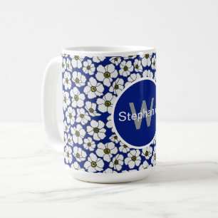 Tropical Vibe Flowers On Blue Coffee Mug