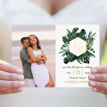 Tropical Vibe FOIL Wedding Save The Date Card