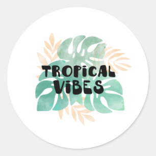 Tropical vibes classic round sticker
