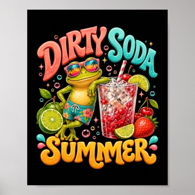Tropical Vibes Fizzy Fun Summer Frog Poster (Front)