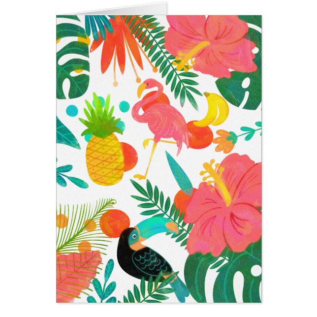 Tropical Vibes Floral Leaves Summer Luau Party (Front)