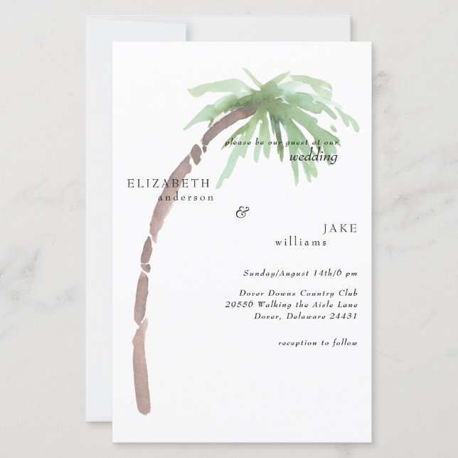 Tropical Vibes Foliage Budget Palm Tree Wedding (Front)