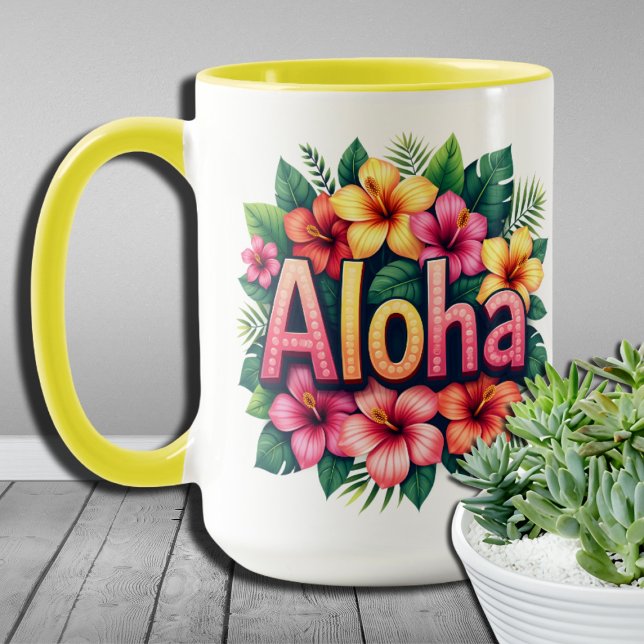 Tropical Vibes Hawaiian Aloha Flower Mug (Creator Uploaded)