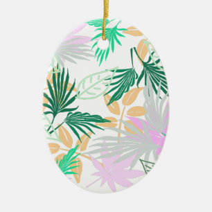Tropical Vibes Leaves Plants Ceramic Ornament