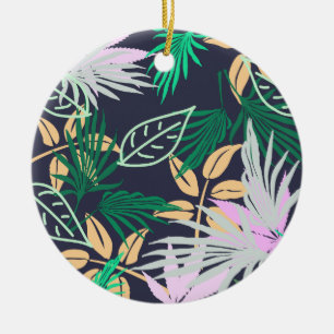 Tropical Vibes Leaves Plants Ceramic Ornament