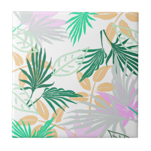 Tropical Vibes Leaves Plants Ceramic Tile