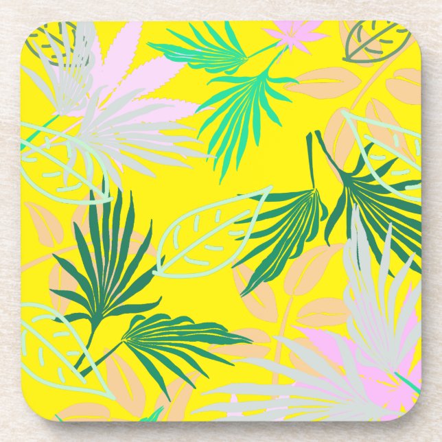 Tropical Vibes Leaves Plants Coaster (Front)