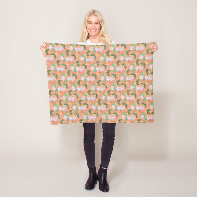 Tropical Vibes Leaves Plants Fleece Blanket (In Situ)