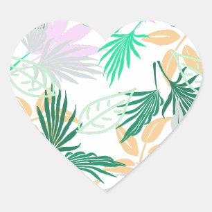 Tropical Vibes Leaves Plants Heart Sticker
