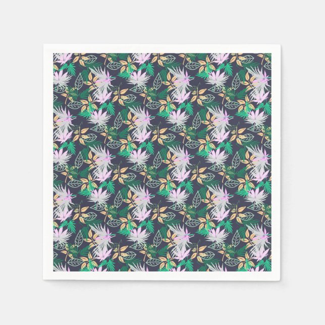 Tropical Vibes Leaves Plants Napkin (Front)