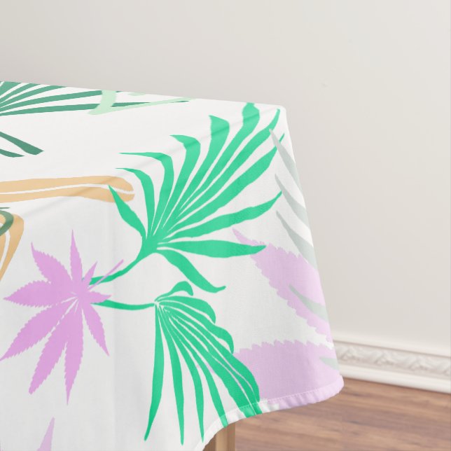 Tropical Vibes Leaves Plants Pastel Theme Tablecloth (In Situ)